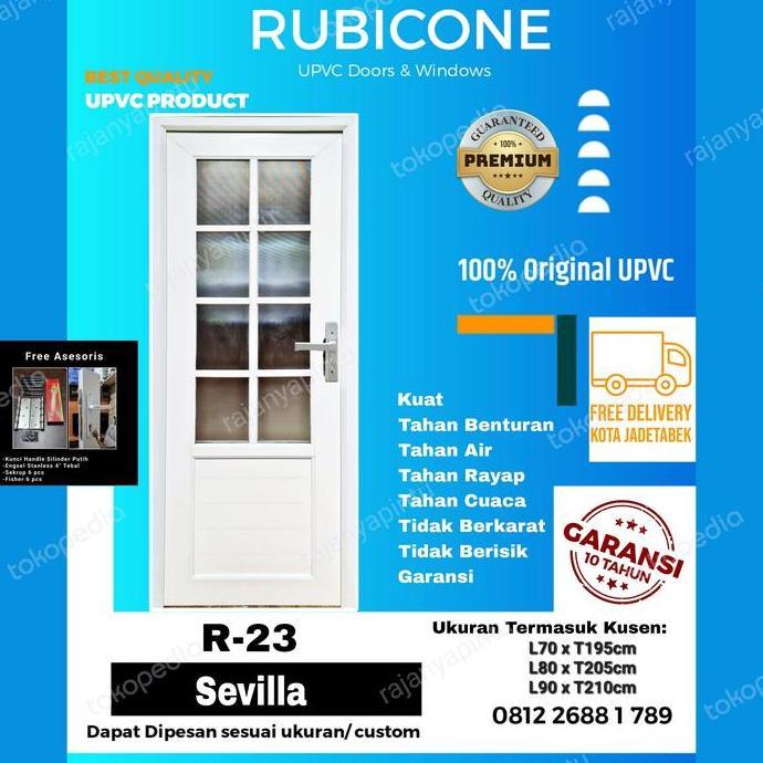 Terlaris Pintu Upvc Rubicone-Sevilla Ornament-L80 X T205-Putih