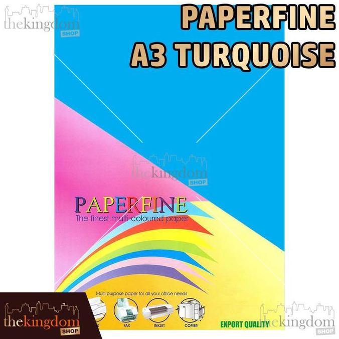 Drwg- Paperfine Kertas Hvs Warna A3 Turquoise Biru Tua Isi 25 Lembar Kode Warna 220
