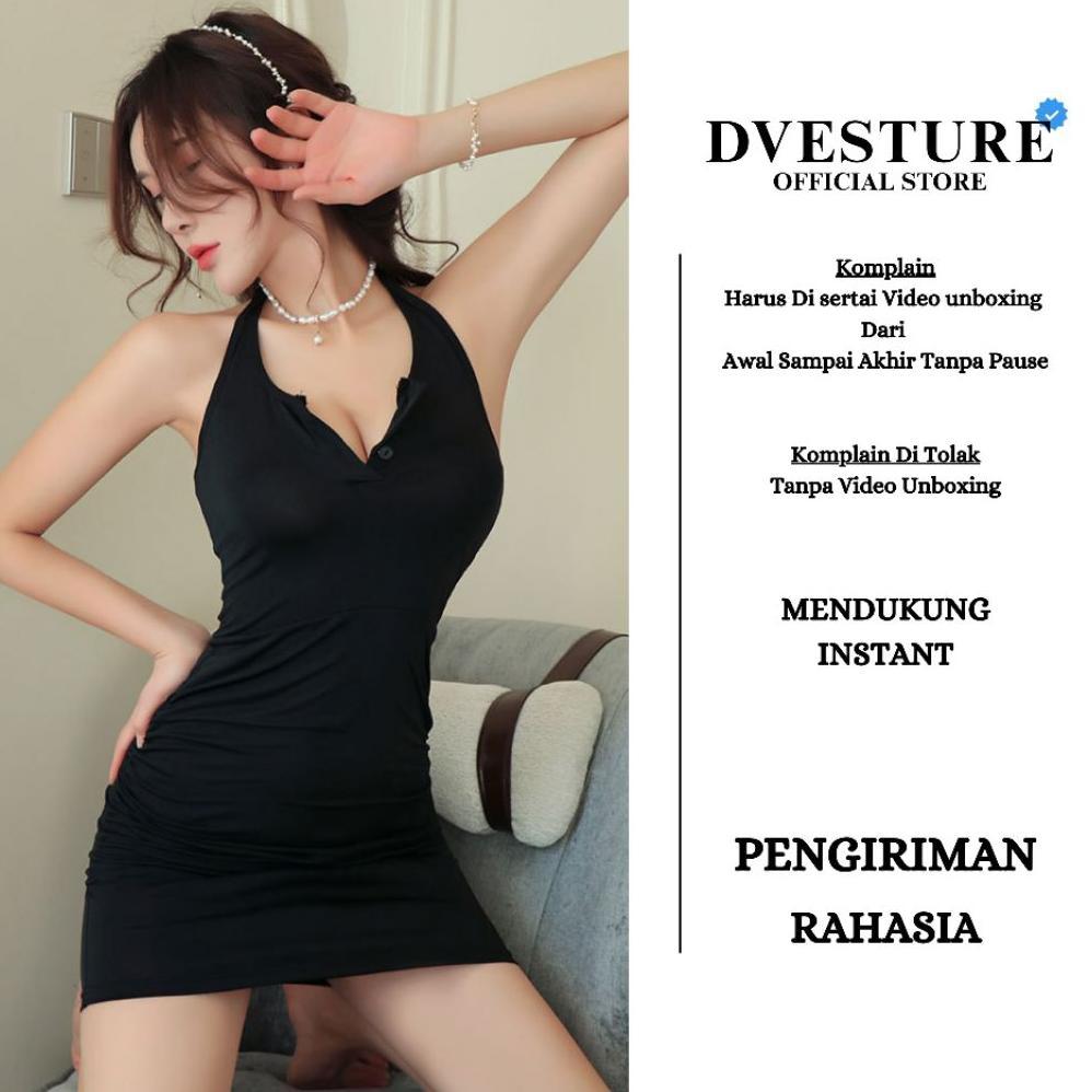 CUCI GUDANG Lingerie Dress Set D-135 Bodysuit Halter Neck Baju Wanita Dvesture