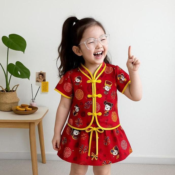 SALE SETELAN BAJU CINA ROK ANAK CEWEK PALING TERLARIS//BAJU IMLEK ANAK PALING TERMURAH motif fashion