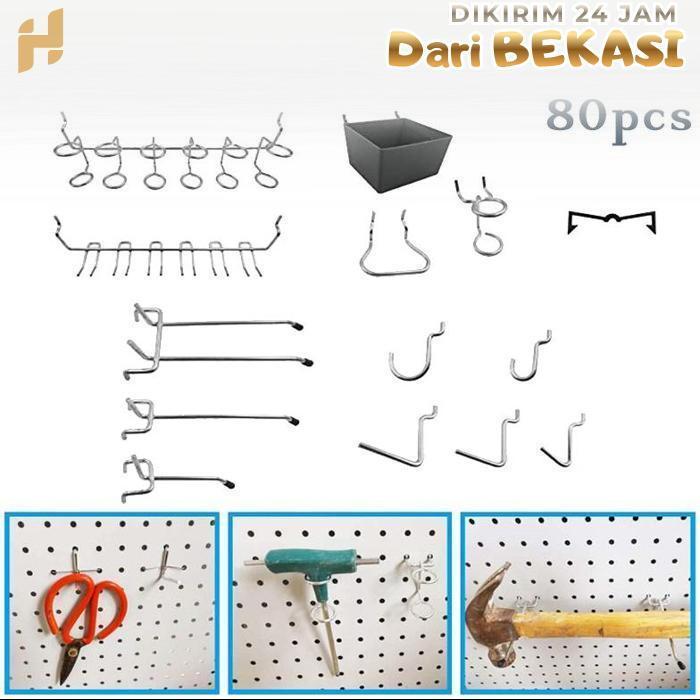80pcs / Set Pegboard Hook Triangle Hook Ram Pengait Pegboard Gantungan Pegboard Cantolan Pegboard Ka