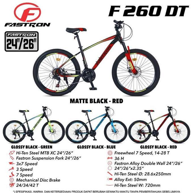 Terlaris Sepeda Gunung Mtb 24 Inch Fastron F 260 New 21 Speed