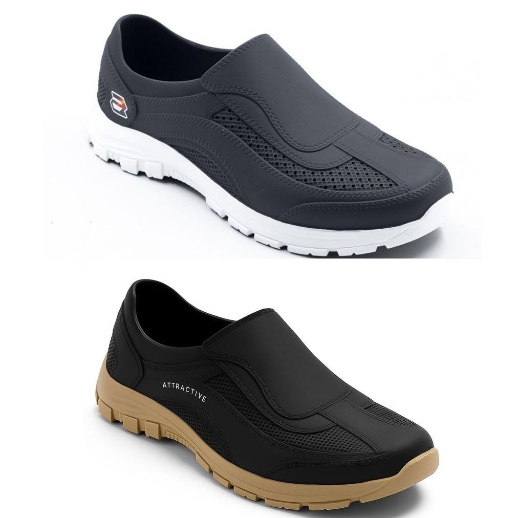 Original Sepatu Slip On Pria Att Original, Sepatu Karet Pria Anti Air Anti Slip Sepatu Kerja Outdoor