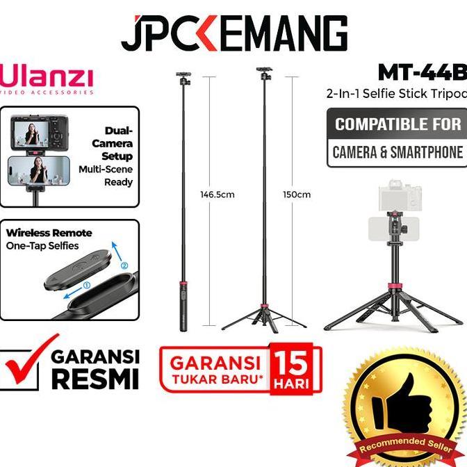 ULANZI MT-44B 2-IN-1 SELFIE STICK TRIPOD for Camera & Smartphone Ulanzi MT44B MT-44 B MT44 B Mini Tr