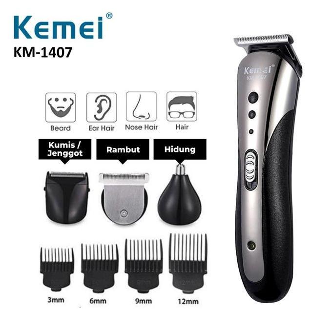 KEMEI KM-1407 3IN1 Rechargeable Clipper - Alat Cukur Rambut Kliper Mini / Shaver Cliper KM 1407 Rech