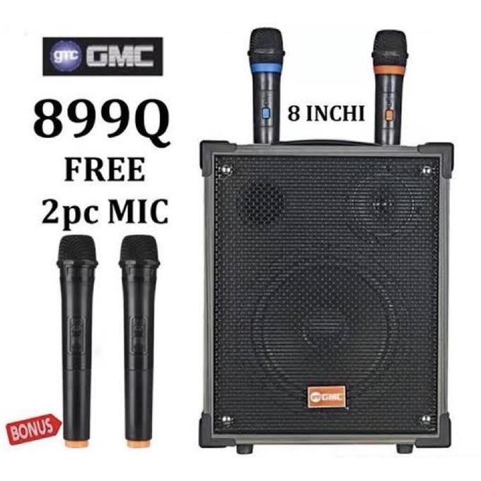 GMC SPEAKER PORTABLE SPEAKER GMC 8 INCI BLUETOOTH GMC 899Q GMC 899 Q BONUS 2 MIC WIRELESS SPEAKER