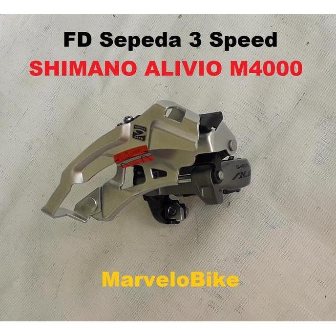 FD Front Derailleur Sepeda 3 Speed Tarikan Atas Bawah SHIMANO ALIVIO M4000