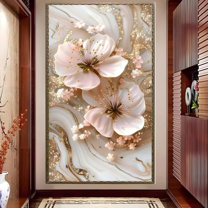 CETAK Wallpaper Stiker Bunga 3d, Wallpaper Dinding Bunga Mawar Terlaris, Wallpaper 3d murah