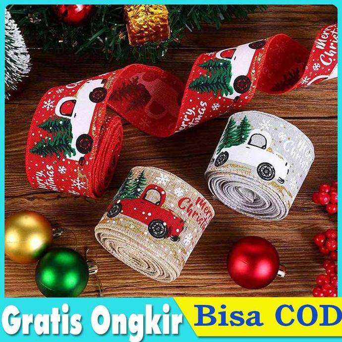 OCHACO Pita Natal Merry Christmas Pita Kain Goni Hiasan Natal Lebar 5 cm