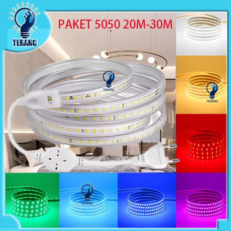 5050 PAKET Lampu Led Strip Selang 5050 10M-15M-20M-30M 5050 Lampu Hias Cafe Led Strip