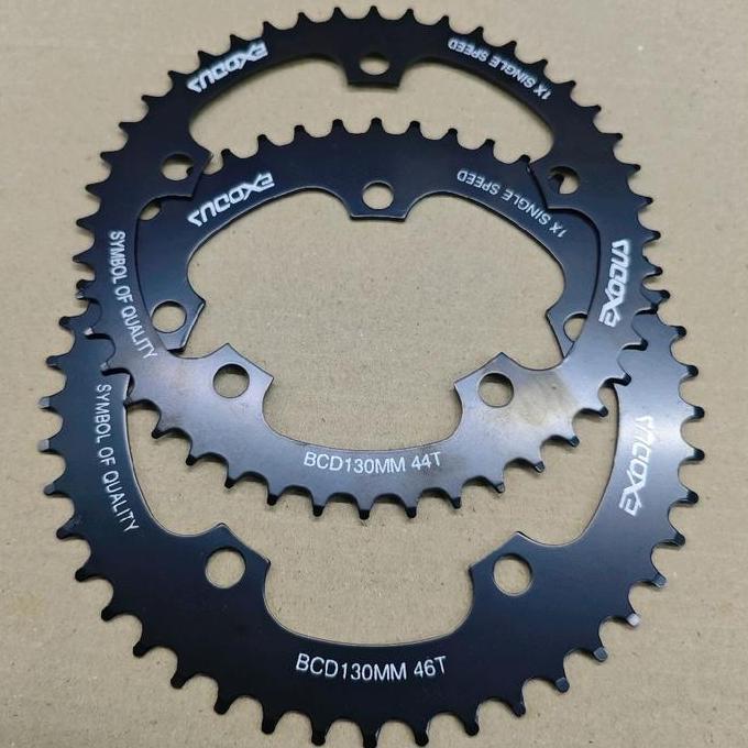 Bikers- Chainring Single Speed 44T Dan 46T Exodus Bcd 130 Fixie Chain Ring Hitam Sepeda Mtb Folding 