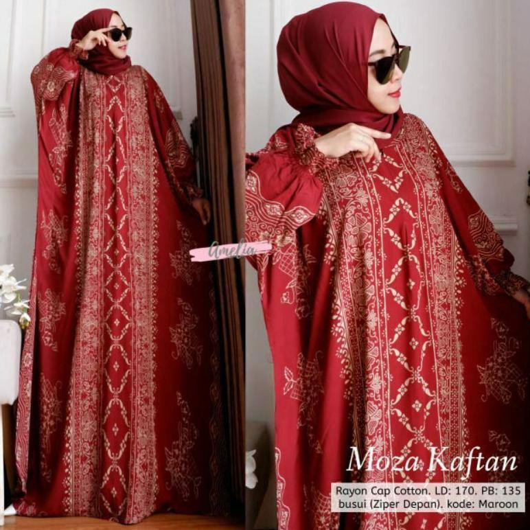 HOT DEALS Terbaru MOZA Kaftan Unique Ori Jumbo Busui Resleting Depan Rayon GRADE A Bisa Cod