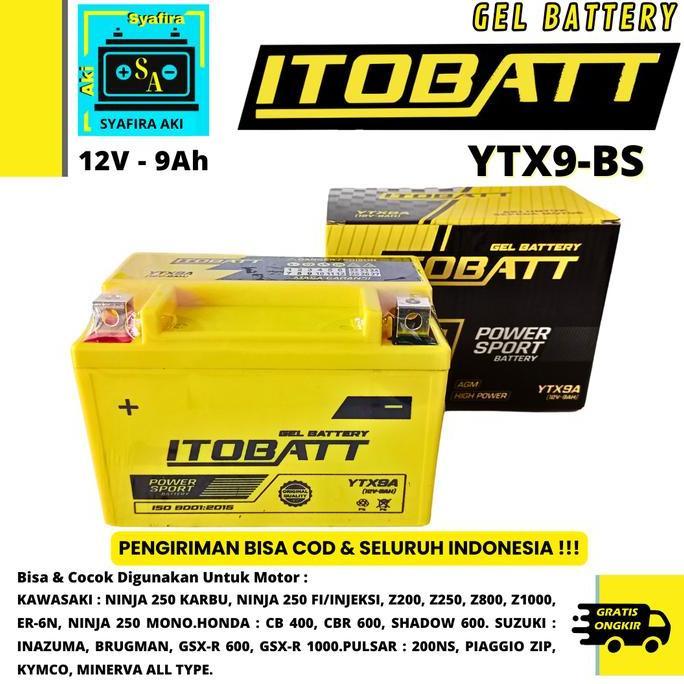 Promo Aki Motor Kawasaki Ninja ER6N YTX9 YTX9A Itobatt Aki Kering Diskon