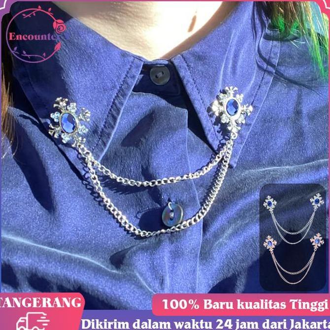 HATSUD Lapel Pin Bros Jepit Kerah Pin Kerah Kemeja Pin Bros Kerah Kemeja Rantai Aksesoris Pin Jas Pr