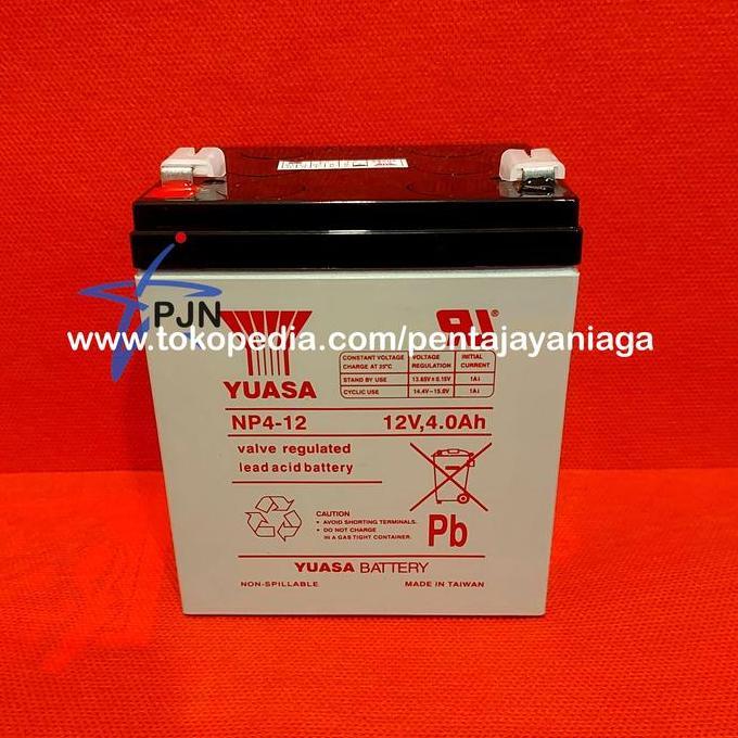 Aki Accu Baterai Kering Yuasa #Np4-12, 12V, 4Ah