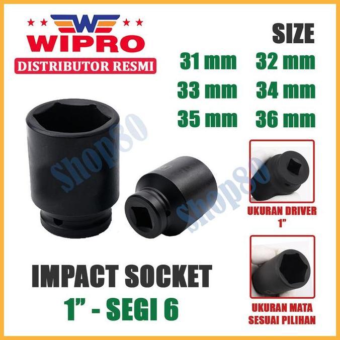 LOWARY Wipro Mata Kunci Shock Impact Sok Sock 1" 6PT 31 32 33 34 35 36 mm - 31 mm