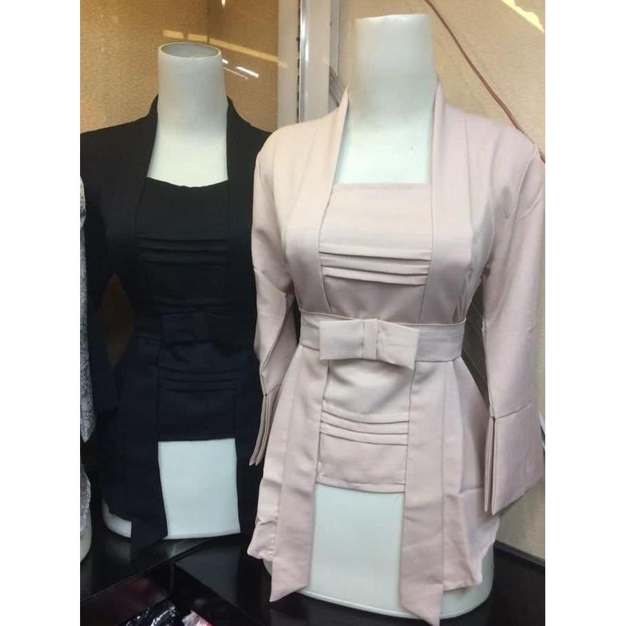 DV181 - Atasan Kebaya Modern Kutubaru Hitam Dan Ivory