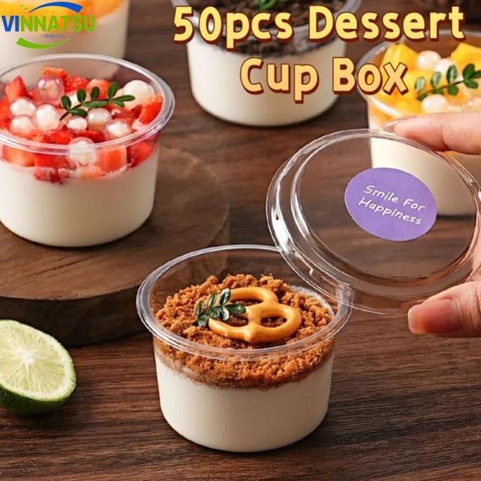 ZASSAT Vinnatsu 50pcs 150ML Gelas Puding Kecil Dessert Bowl Jelly Cup Mika Tray Mika Ice Krim Cup Je