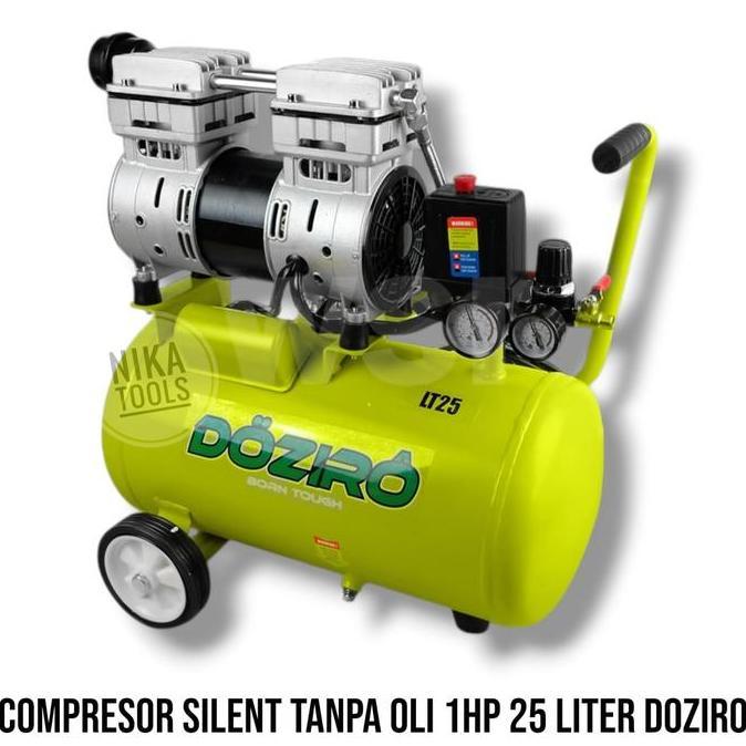BEBAS ONGKIR - Compressor 1 Hp SILENT 25 L Doziro Portable Oilless Kompresor Angin