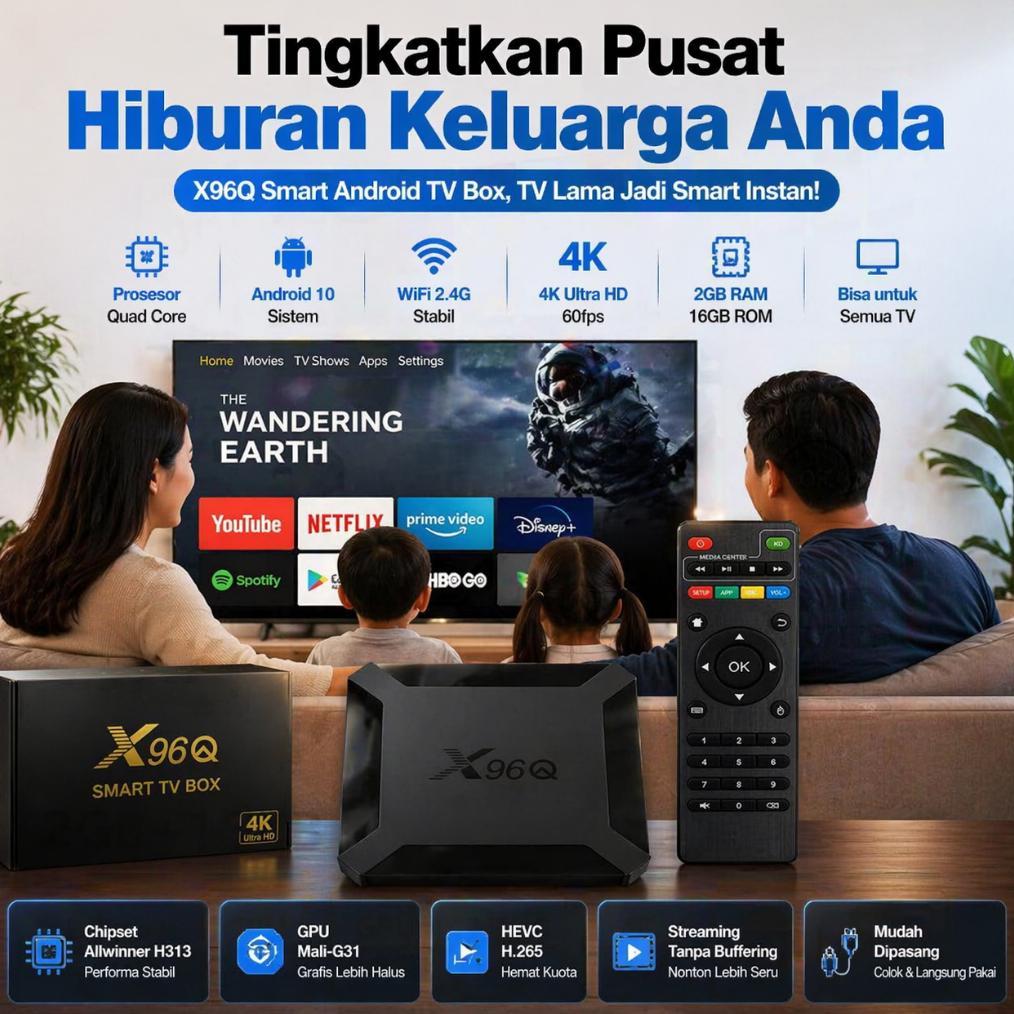 NEW DEALS TV BOX X96Q ANDROID  RK3518 WIFI6  TV BOX 4K UHD  2G+16G BLUETOOTH VOICE SET TOP BOX TV DI