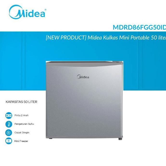 (Best) [NEW PRODUCT] Midea Kulkas Mini Portable MDRD86FGG50ID 50L