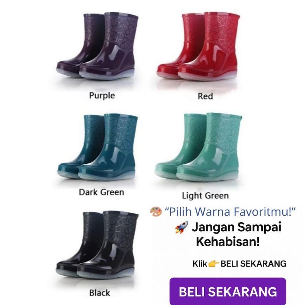 CUCI GUDANG Sepatu Boots Wanita | Sepatu Karet | Sepatu Boot Pendek | Sepatu Bot Wanita Anti Air