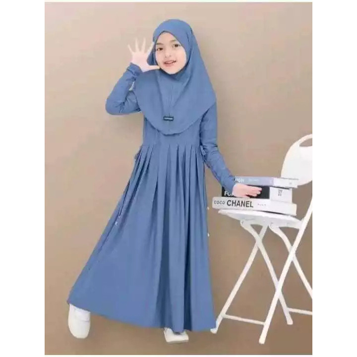Gamis Anak Denim XL (5-6 Tahun) Jersey Lembut Adem