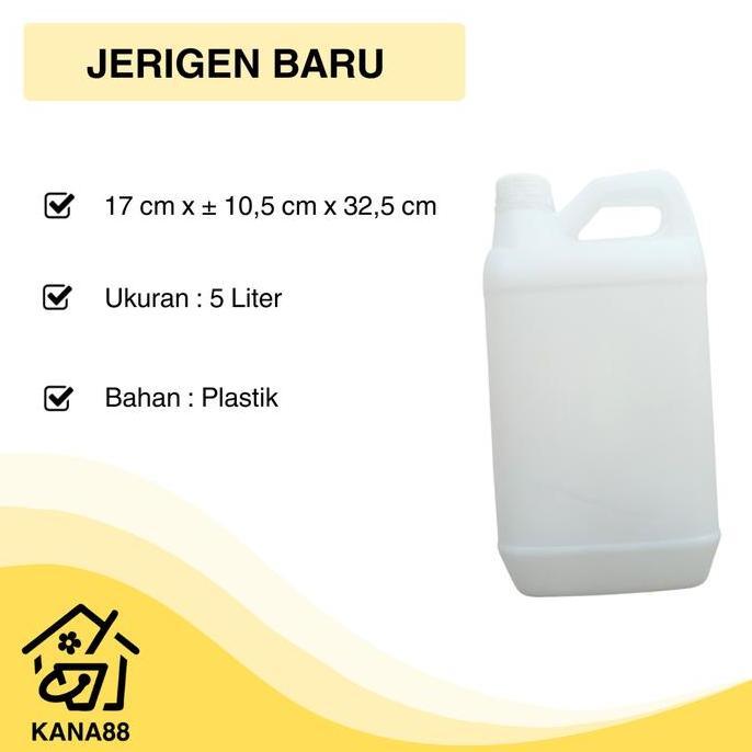 Jerigen Kosong 5 Liter Baru Dengan Tutup Plastik Murah
