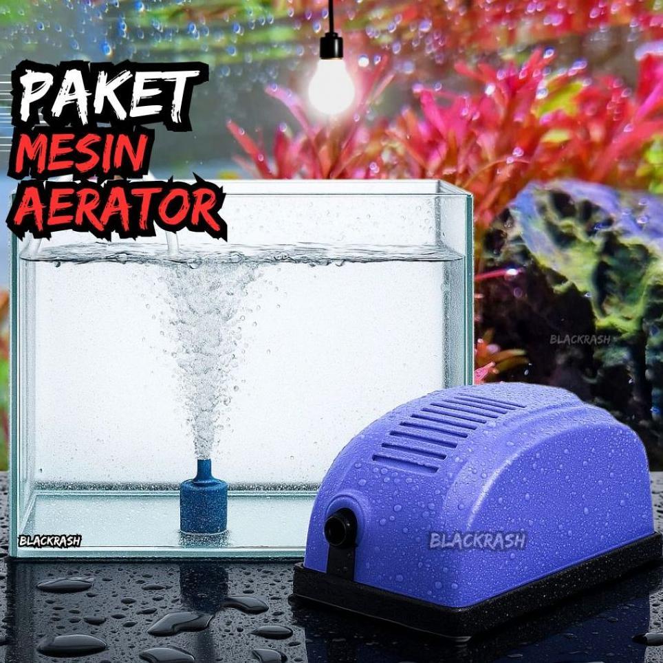 Paket Aerator Aquarium 1 & 2 Lubang Pompa Oksigen Ikan Hias & Alat Gelembung Udara