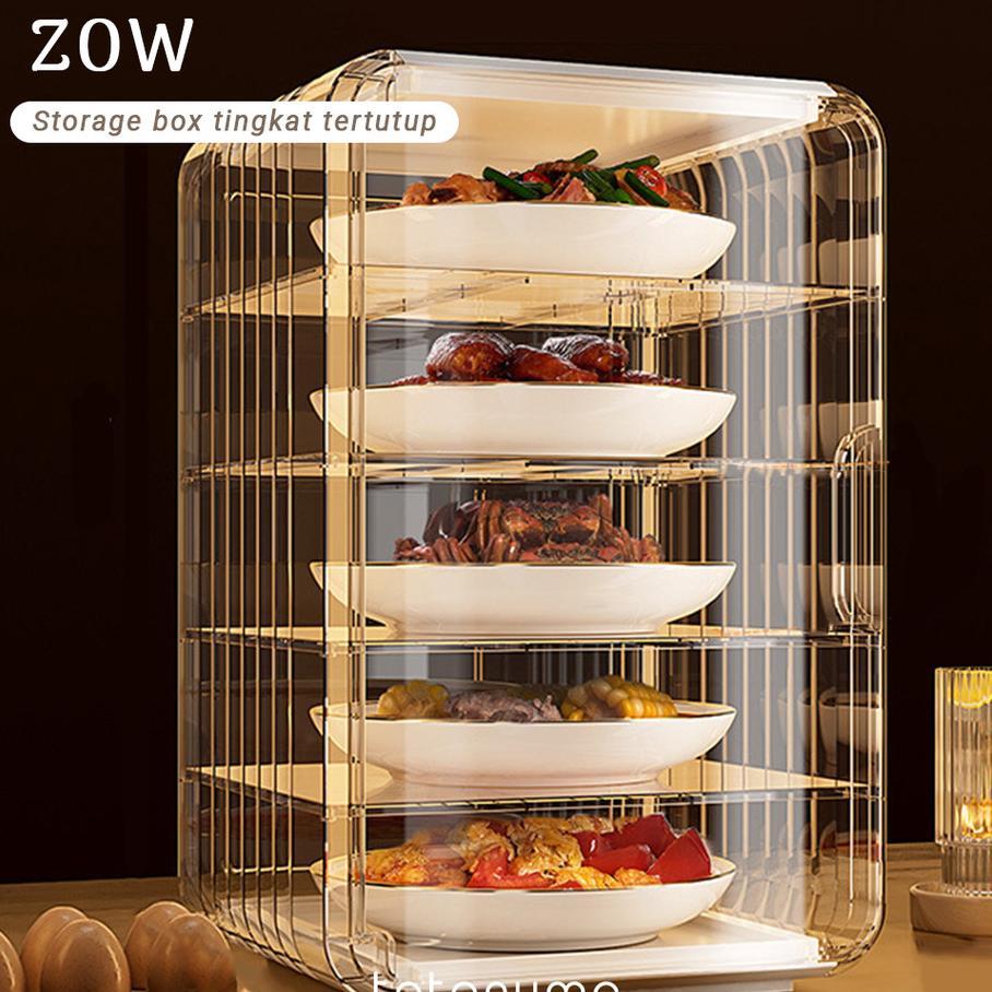 Tataruma Zow - Food Storage Tertutup Tempat Sayuran Lauk Tingkat Susun Bebas Debu Hemat Tempat