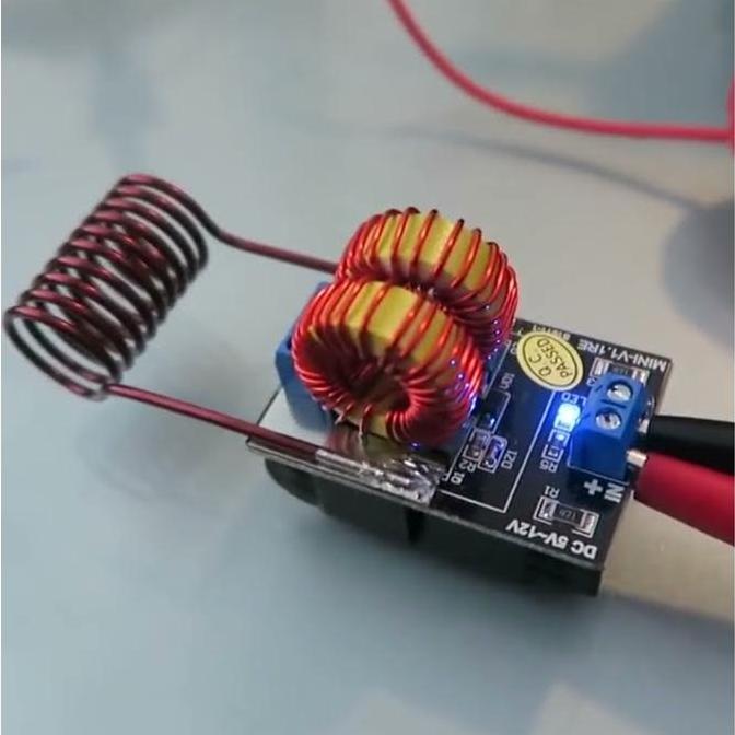 Mini ZVS Induction Heating 120W 5 - 12V DC Elemen Pemanas Besi Logam Induksi Tesla ZVC