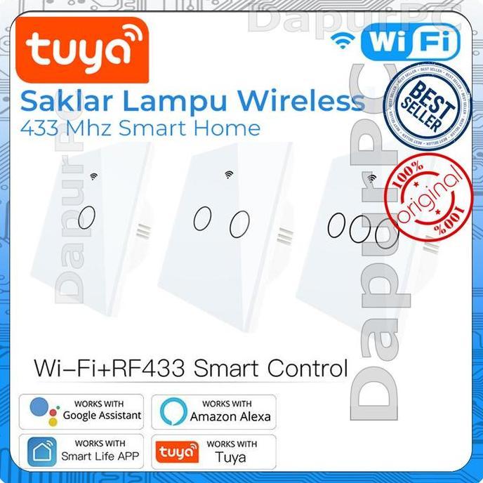 Tuya Saklar Lampu Pintar Wireless WIFI + RF 433Mhz Smart Home