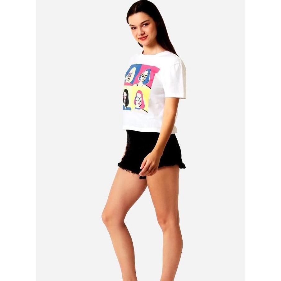 TONIQUE Kaos 24S katun combed Crop Top Regular Wanita Putih Sherry Cotton Cropped White T-shirt