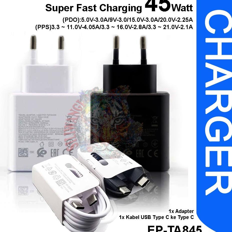 Charger 45W For Samsung Super Fast Charging Ep-Ta845 + Kabel Type-C To Type-C