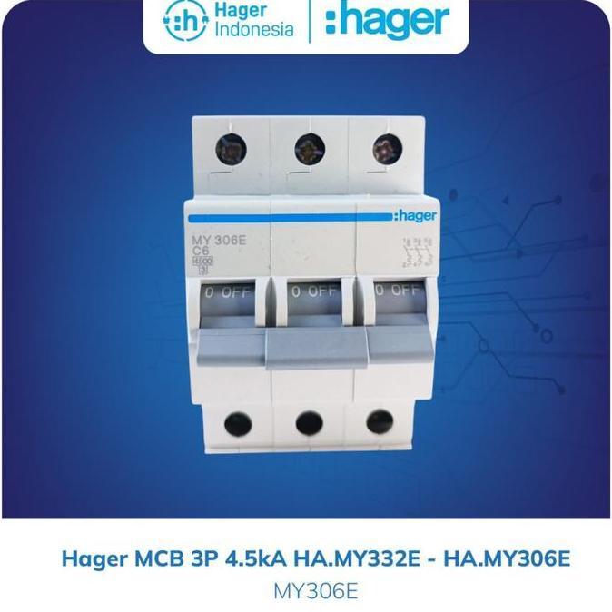 Hager MCB 6A 6 ampere 3 Phase 4.5kA - MY306E
