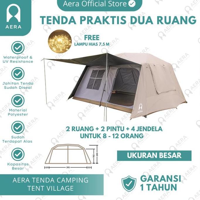 // TENDA CAMPING TENT VILLAGE BESAR 8 - 12 ORANG | TENDA CAMPING KELUARGA | TENDA GLAMPING WATERPROO