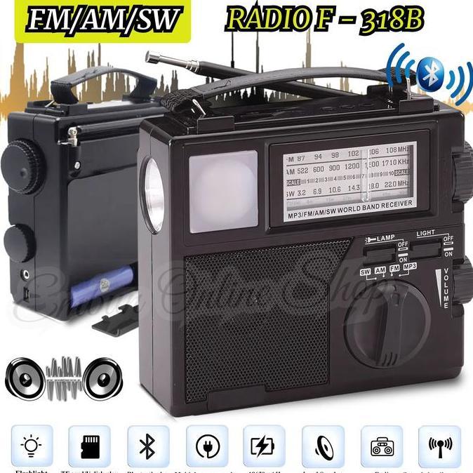 Radio Bluetooth 6 Band F-318B Bisa Bluetooth Speaker + Senter Led + Lampu Led / Radio Clasik Serbagu