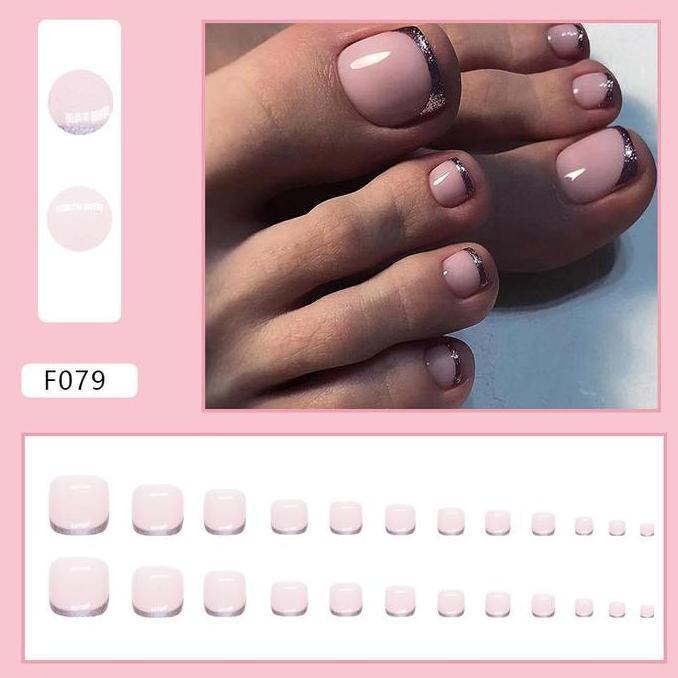 F079 - Kuku Cantik 24pcs set Kuku Palsu Fake Nails Box Free lem cair / jelly tahan air Kuku Palsu im