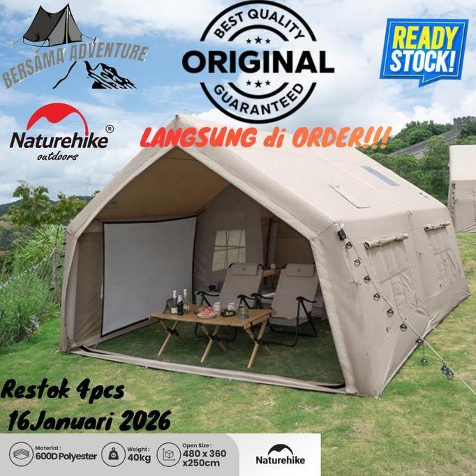 * TENDA GLAMPING NATUREHIKE CNH22ZP012 AIR 17.2 INFLATABLE TENT 4-5P READY NO PO CAMPING OUTDOOR KUR