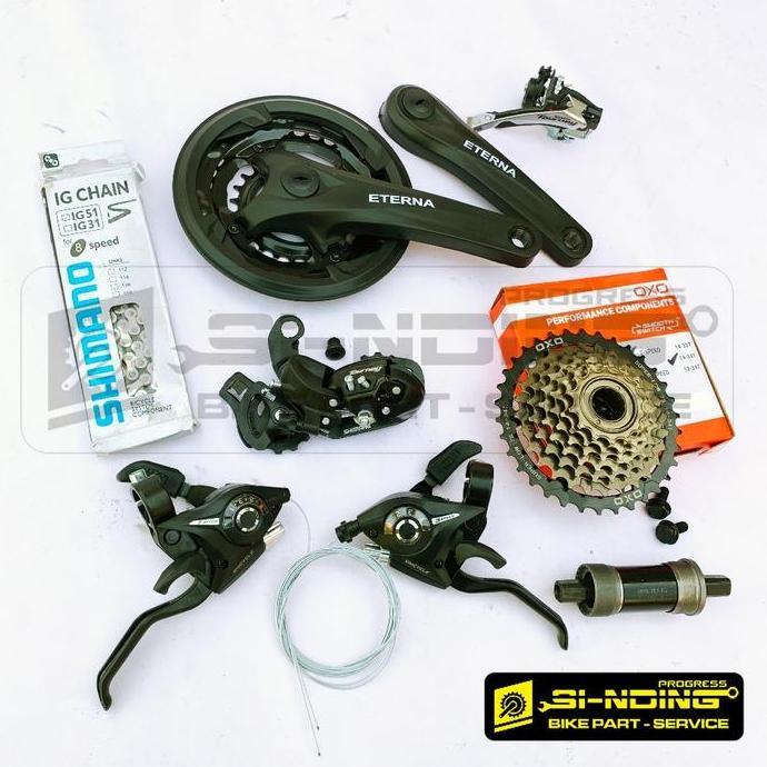 Groupset Crankset Sepeda 3 X 7 Speed Shimano Megarange Tourney Drat