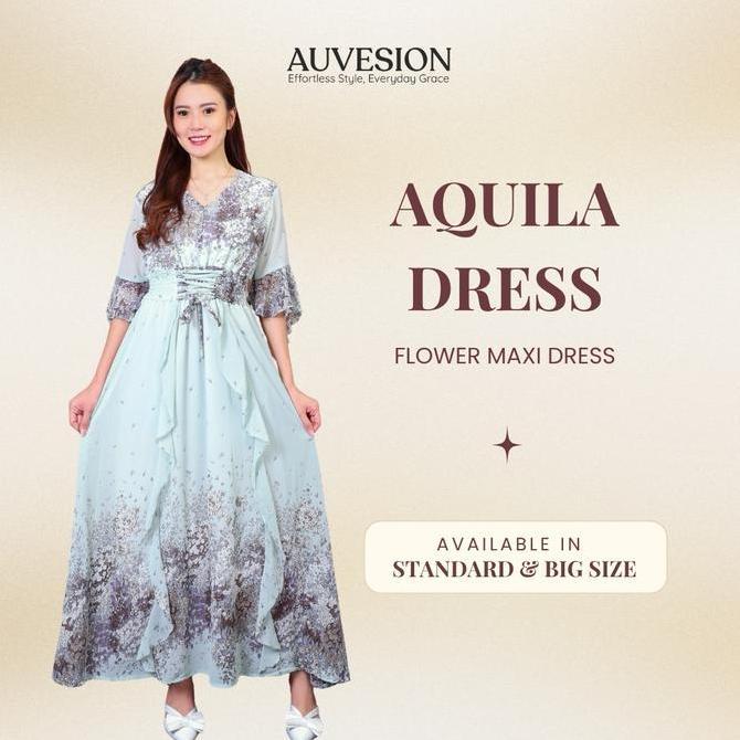 4992 Aquila Flower Strap Maxi Dress Casual Sifon Wanita Motif Bunga Panjang Pesta Floral