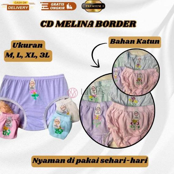 SET ISI 6 PCS CELANA Dalam WANITA MELINA MOTIF CAMPUR / CD MELINA