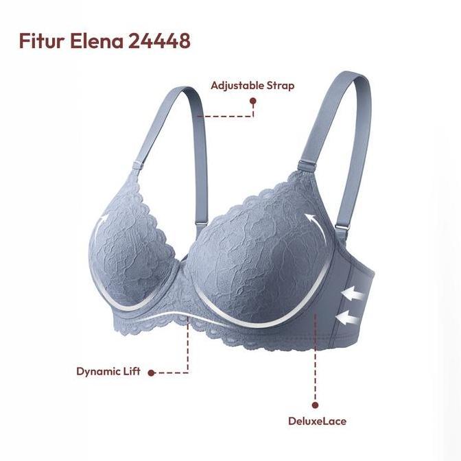 Elena Basic Bra Cup Besar Busa Tipis 24448  (36D - 42D) - Pakaian Dalam Wanita BH Eksklusif