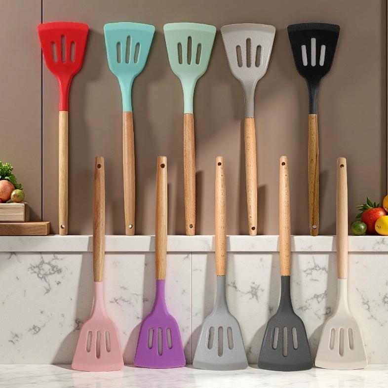 original sc - spatula silikon h1019 alat masak sodet lubang penyaring minyak tahan panas perlengkapa