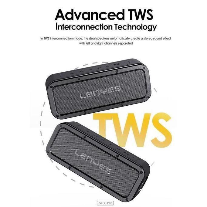 Promo Lenyes Speaker Bluetooth Tws V5.3 Waterproof Ipx7 40Watt Hifi Stereo Bass Equalizer S108 Pro C
