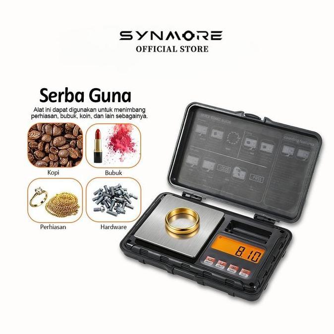 SYNMORE TIMBANGAN EMAS DUAL RANGE 500G/0.01G & 50G/0.001G  PERHIASAN BERLIAN LOGAM MULIA MINI SAKU M