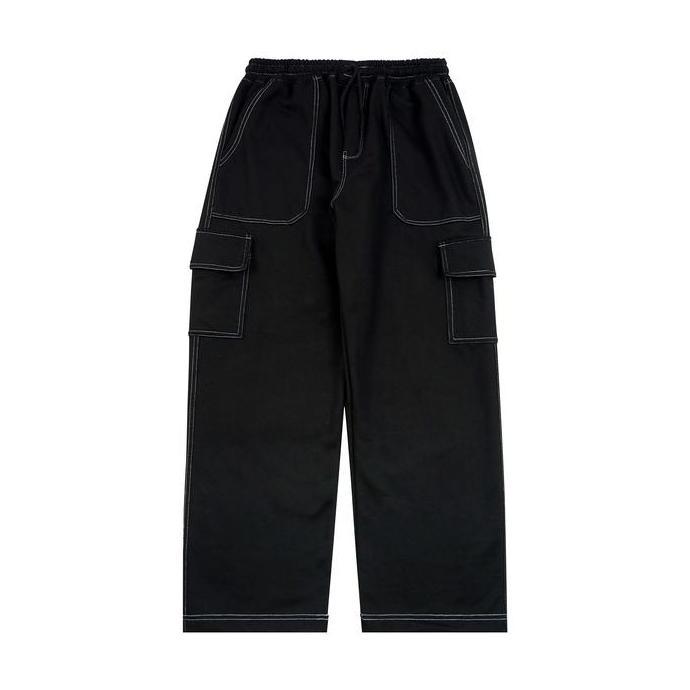 SERVENT - BIG SIZE Baggy Cargo Celana Panjang Hitam Aplikasi