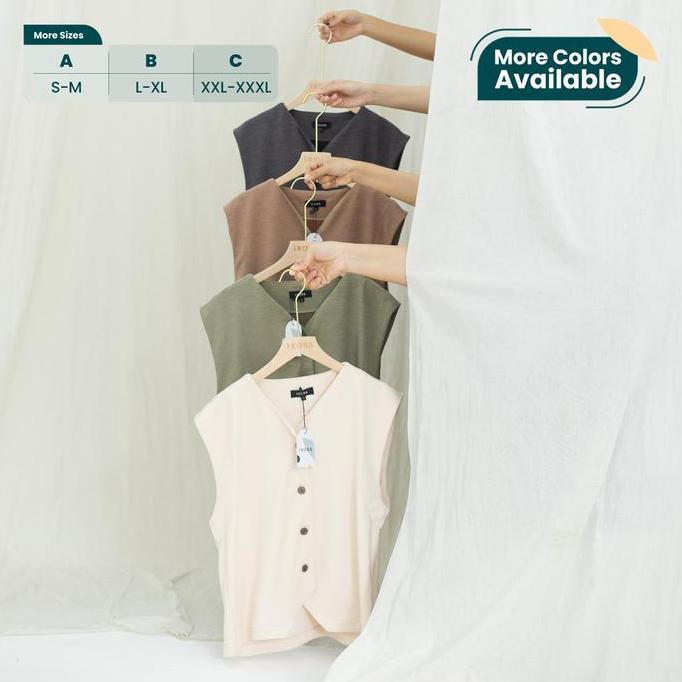 Ixora Yuka Vest Rompi Rajut Premium Wanita Bahan Knit Rib Tanpa Lengan Atasan Top