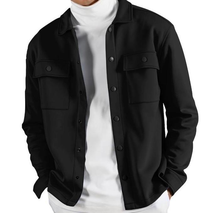 Kemeja Trucker Pria Shacket Fleece Tebal Premium Jaket Kain Jaket Kain Alqshop