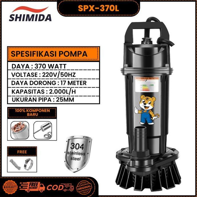 Shimida Pompa Celup Spx-370L & Spx-370S Pompa Rumah Tangga Pompa Kolam Ikan Pompa Watt Rendah 370W T